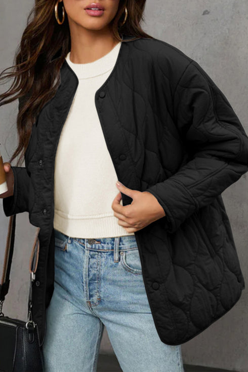 Snap Button Quilted Puffer Jacket